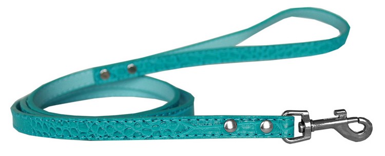 Plain Croc Leash Turquoise 1/2'' wide x 4' long